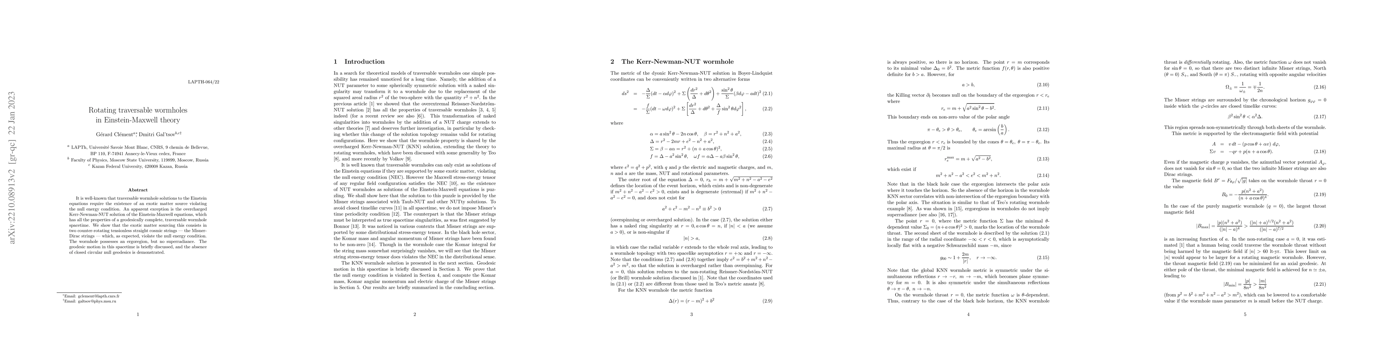 Thumbnail for Rotating traversable wormholes in Einstein-Maxwell theory