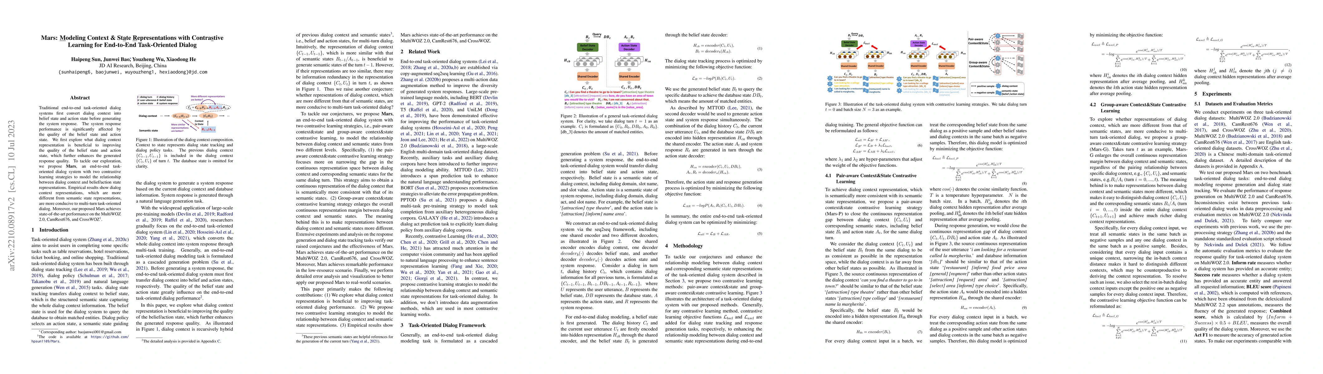 Thumbnail for Mars: Modeling Context & State Representations with Contrastive Learning
  for End-to-End Task-Oriented Dialog