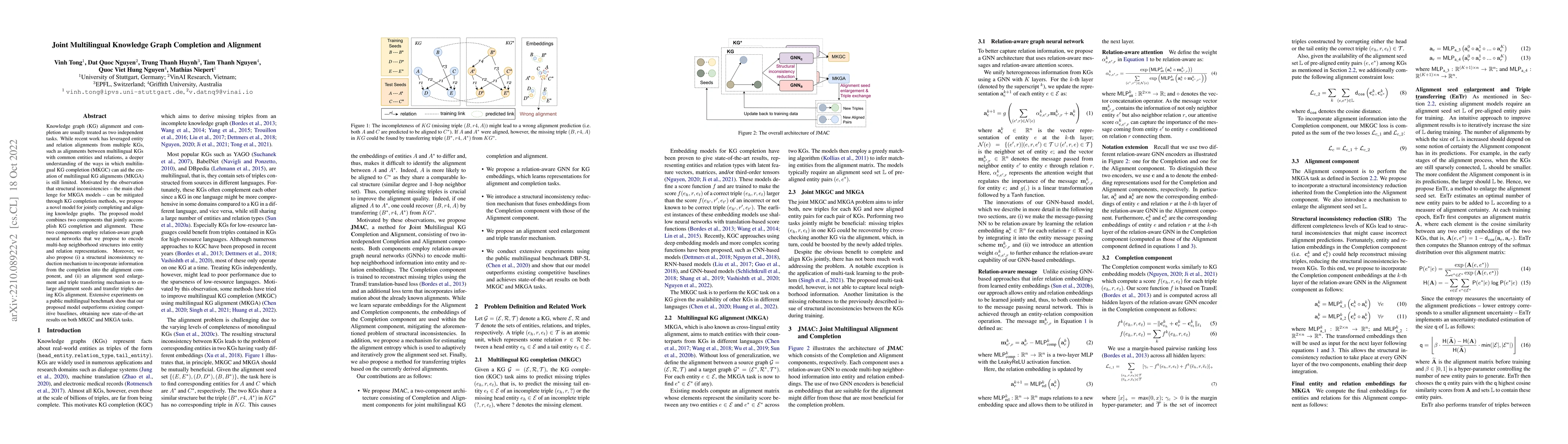 Thumbnail for Joint Multilingual Knowledge Graph Completion and Alignment