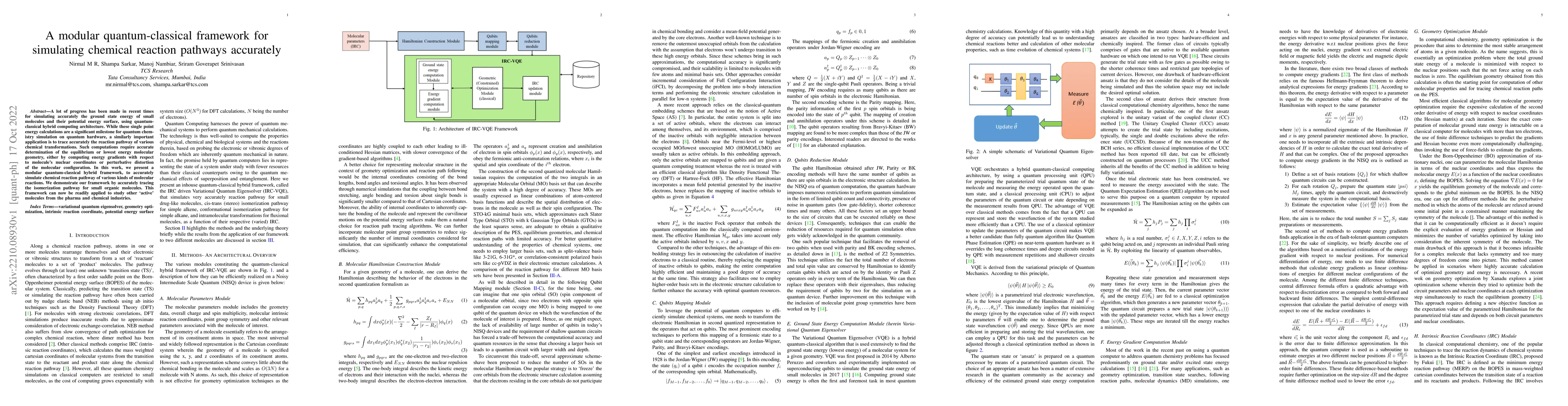 Thumbnail for A modular quantum-classical framework for simulating chemical reaction
  pathways accurately