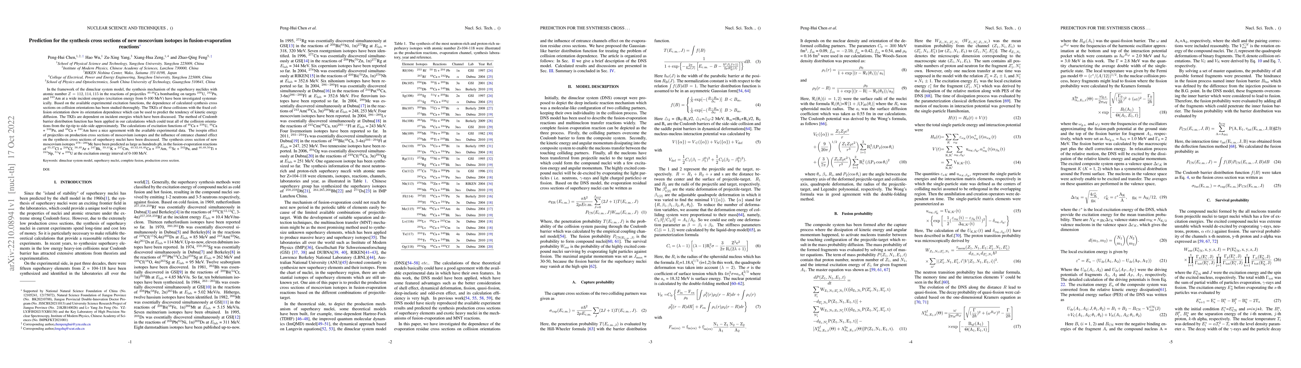 Thumbnail for Prediction for the synthesis cross sections of new moscovium isotopes in
  fusion-evaporation reactions