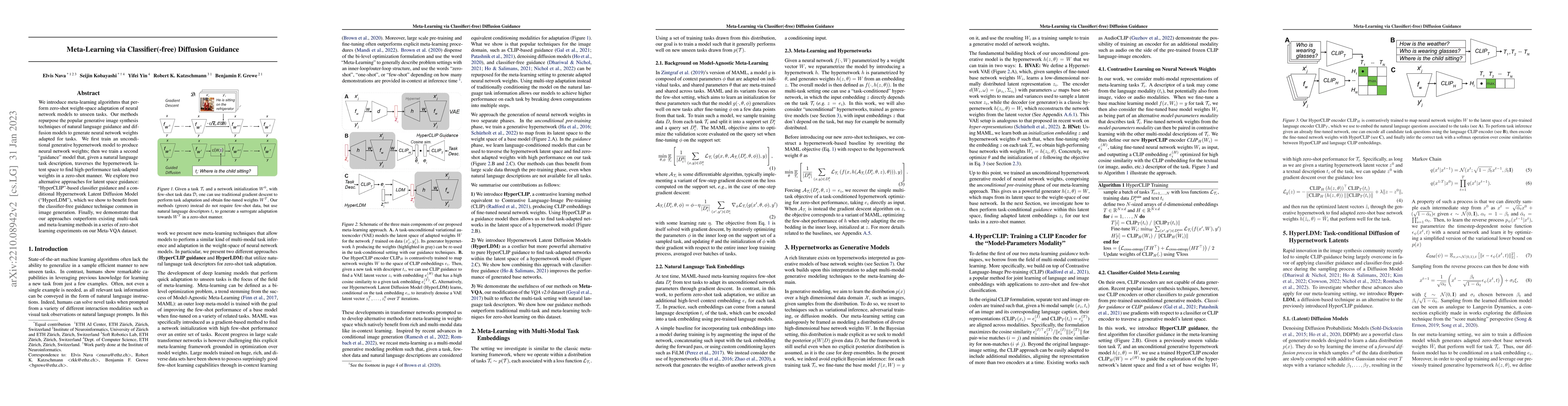 Thumbnail for Meta-Learning via Classifier(-free) Diffusion Guidance