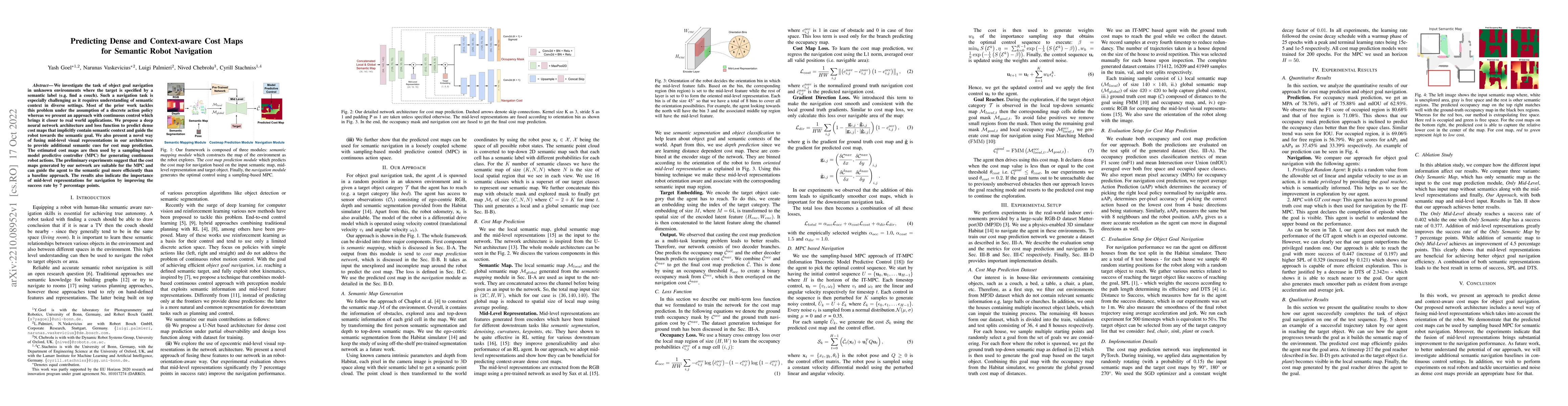Thumbnail for Predicting Dense and Context-aware Cost Maps for Semantic Robot
  Navigation