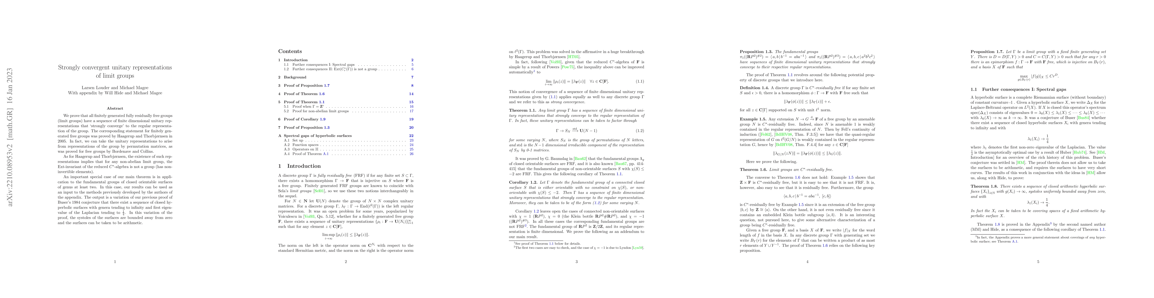 Thumbnail for Strongly convergent unitary representations of limit groups