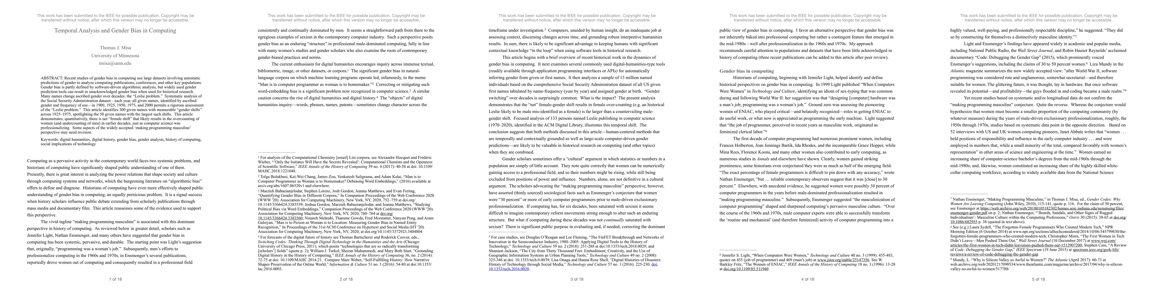 Thumbnail for Temporal Analysis and Gender Bias in Computing