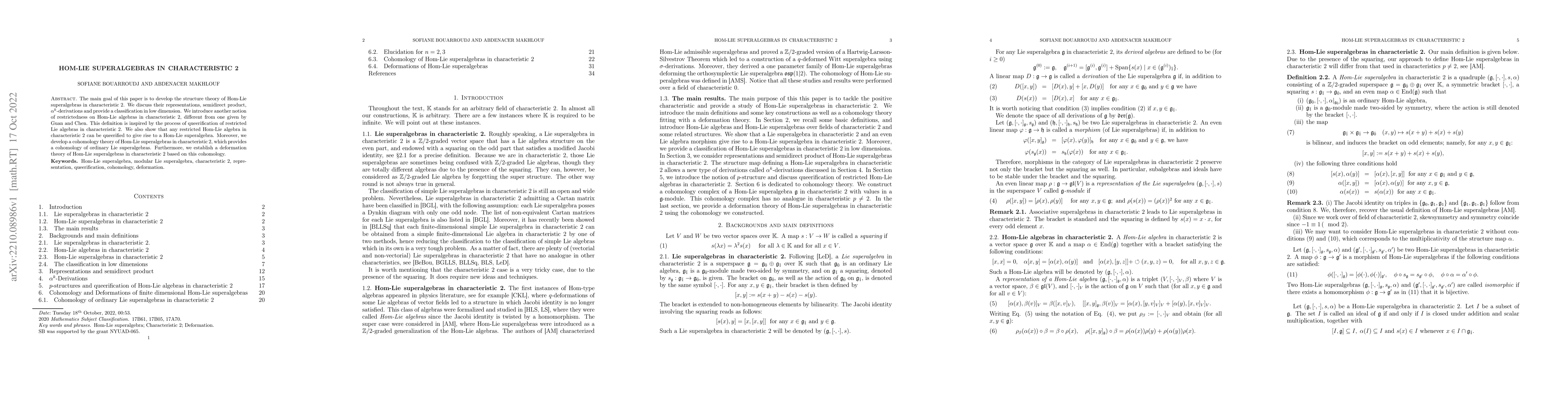 Thumbnail for Hom-Lie superalgebras in characteristic 2