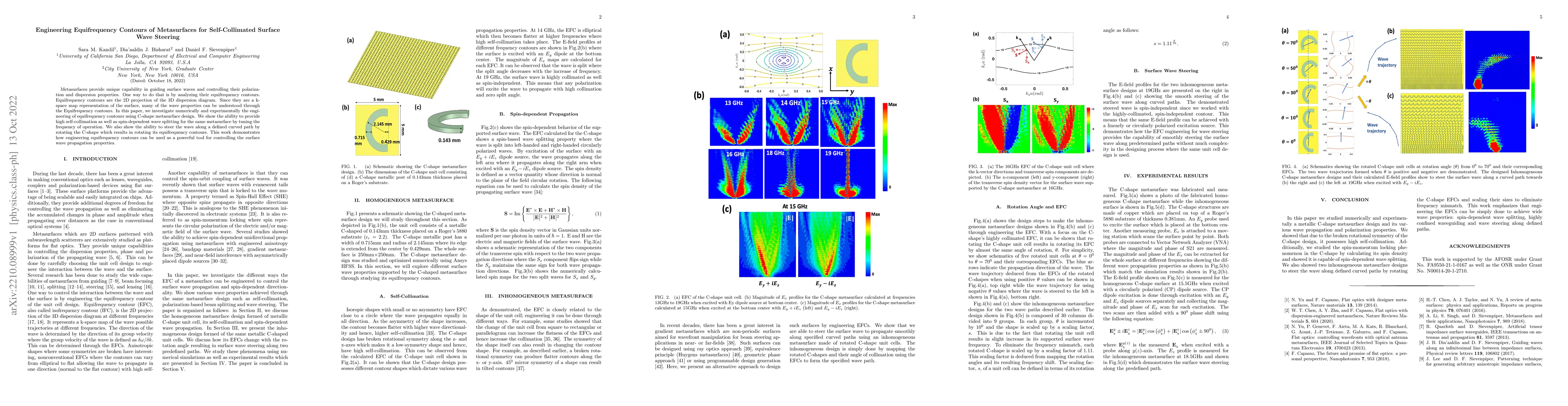 Thumbnail for Engineering Equifrequency Contours of Metasurfaces for Self-Collimated
  Surface Wave Steering