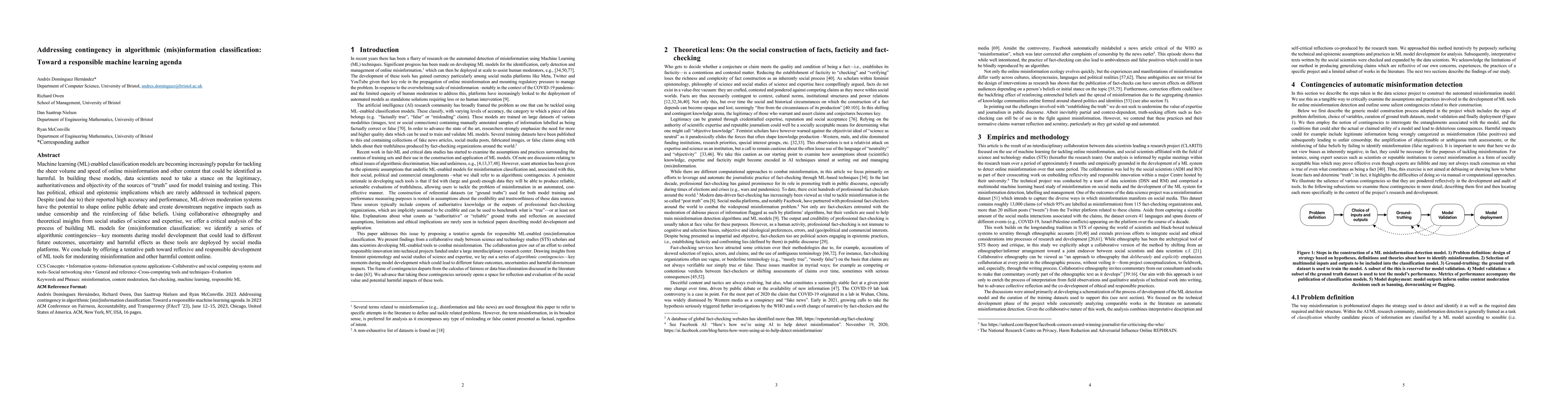 Thumbnail for Addressing contingency in algorithmic (mis)information classification:
  Toward a responsible machine learning agenda