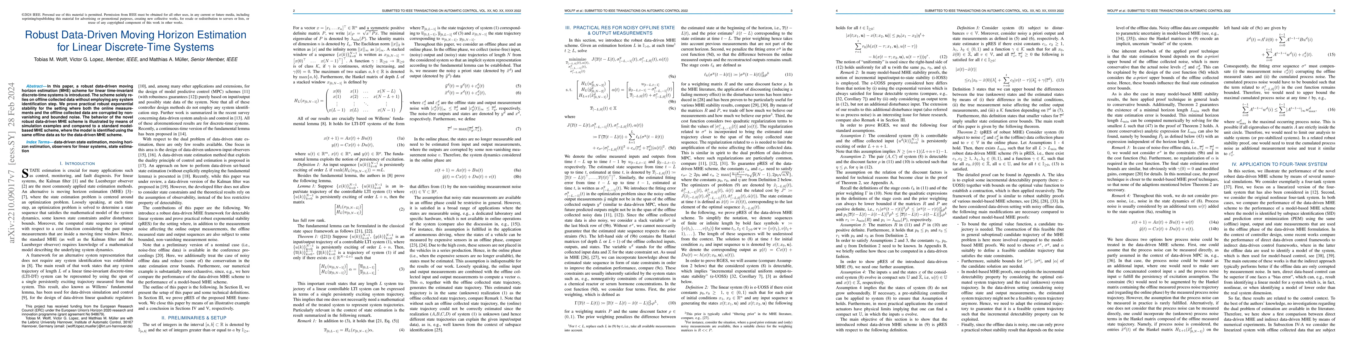 Thumbnail for Robust Data-Driven Moving Horizon Estimation for Linear Discrete-Time
  Systems