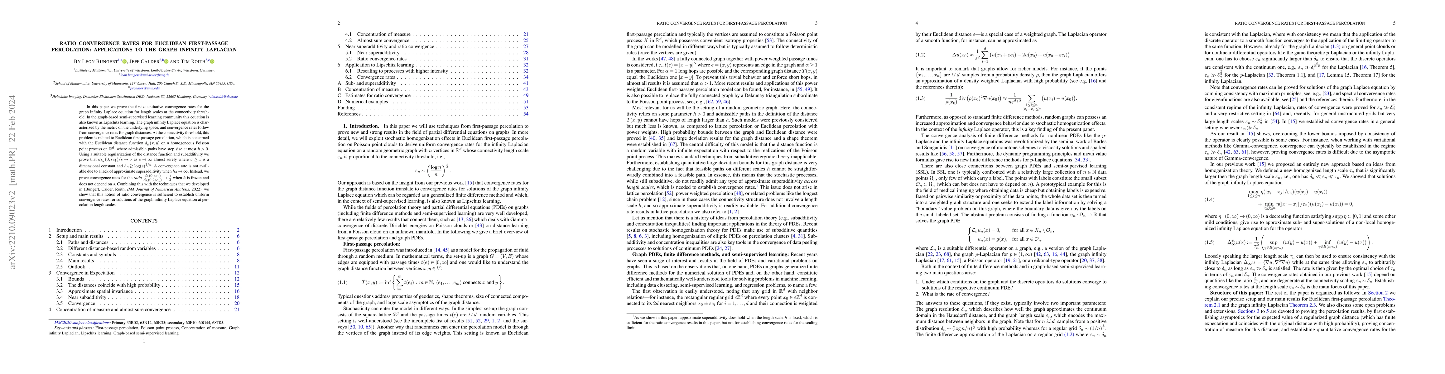 Thumbnail for Ratio convergence rates for Euclidean first-passage percolation:
  Applications to the graph infinity Laplacian