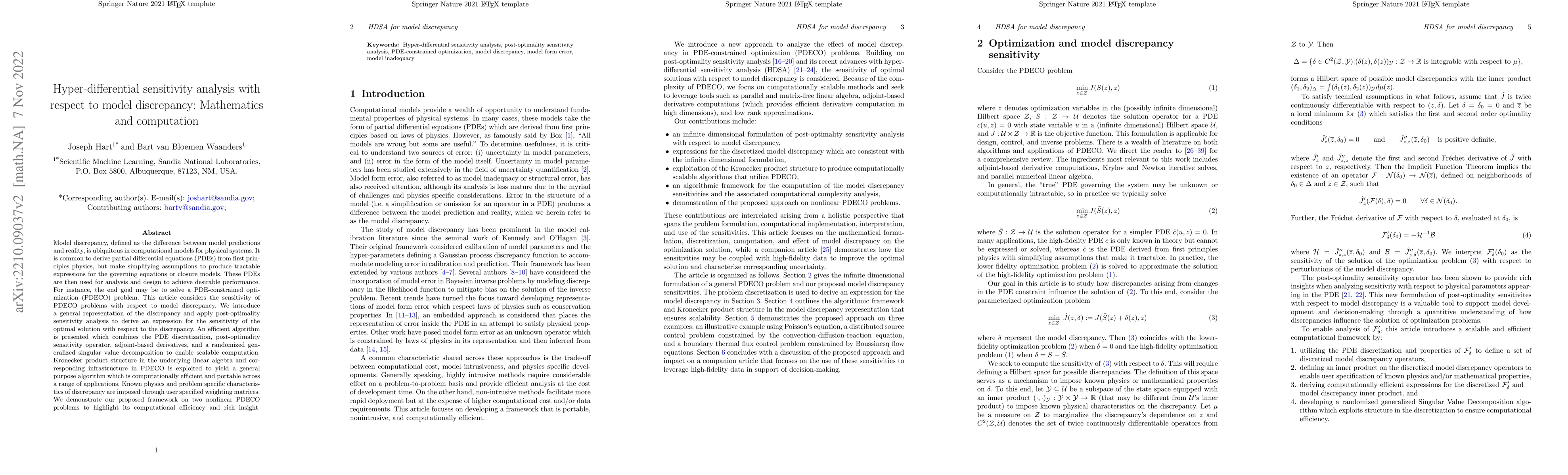 Thumbnail for Hyper-differential sensitivity analysis with respect to model
  discrepancy: Mathematics and computation