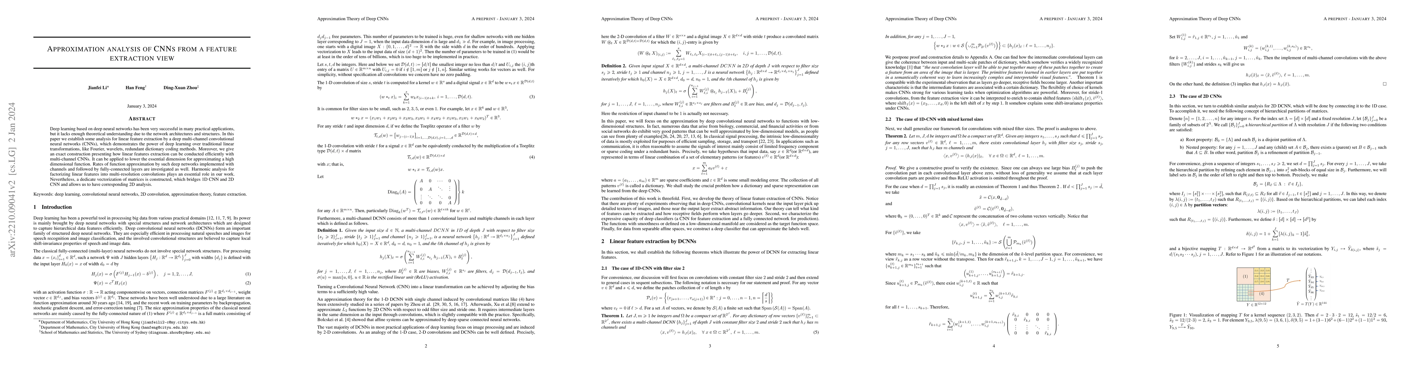 Thumbnail for Approximation analysis of CNNs from a feature extraction view