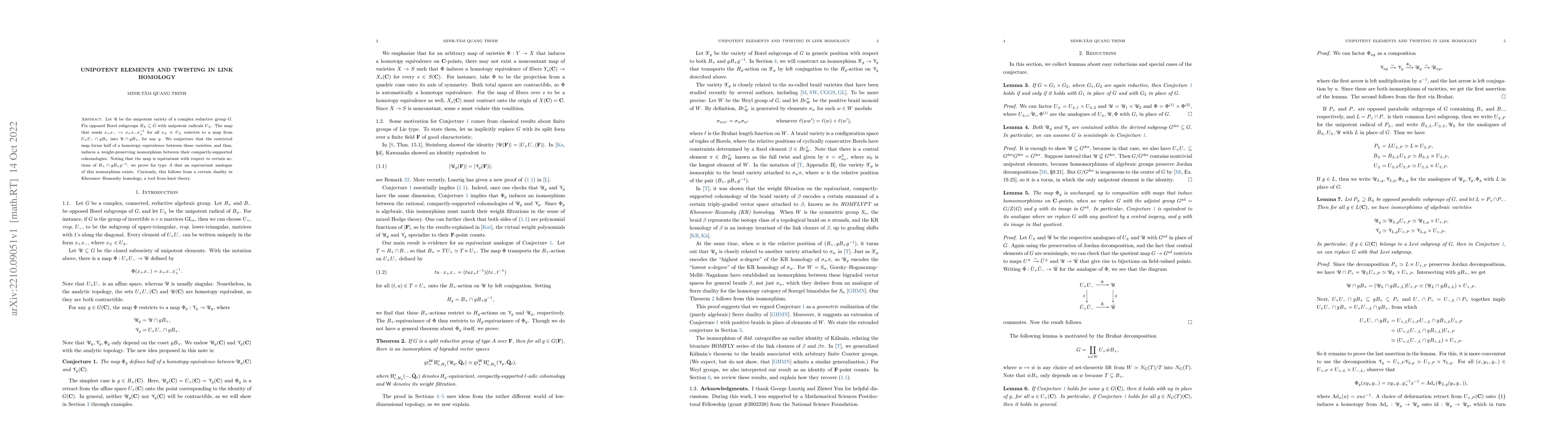 Thumbnail for Unipotent Elements and Twisting in Link Homology