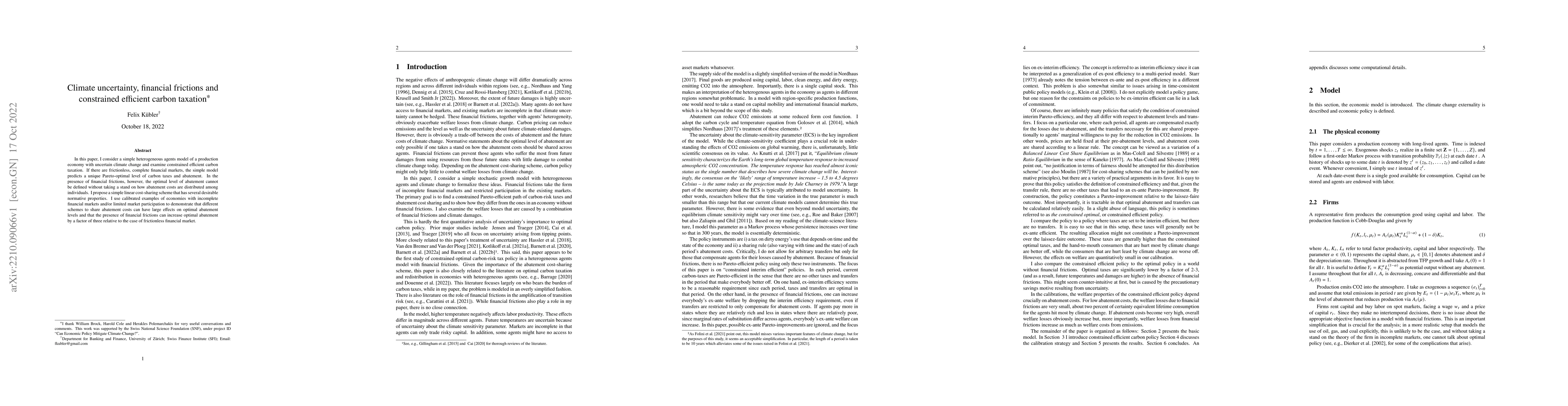 Thumbnail for Climate uncertainty, financial frictions and constrained efficient
  carbon taxation