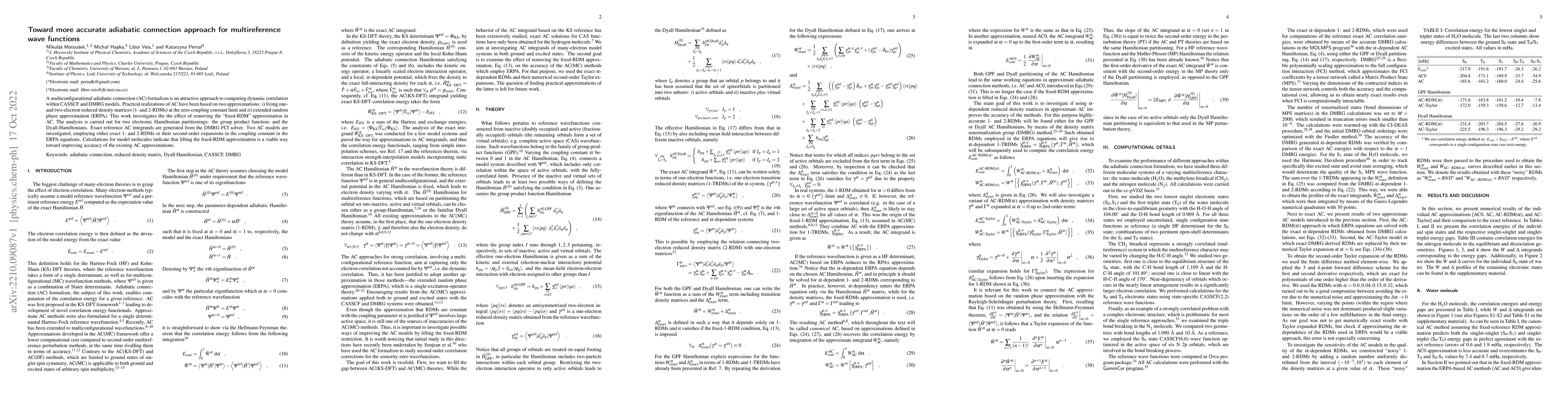 Thumbnail for Toward more accurate adiabatic connection approach for multireference
  wave functions