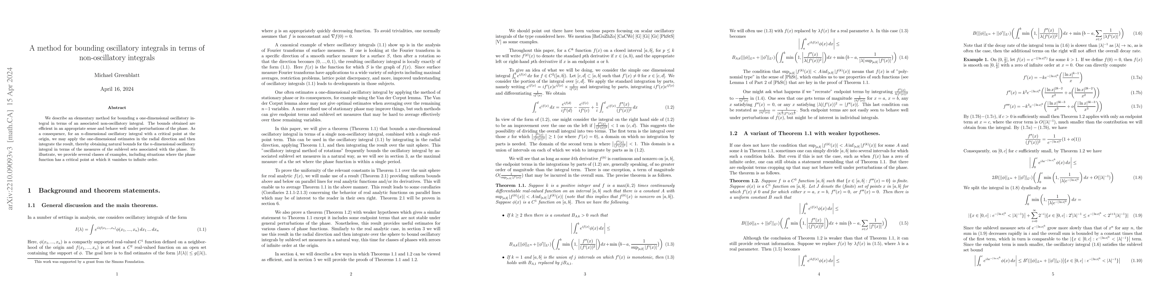 Thumbnail for A method for bounding oscillatory integrals in terms of non-oscillatory
  integrals