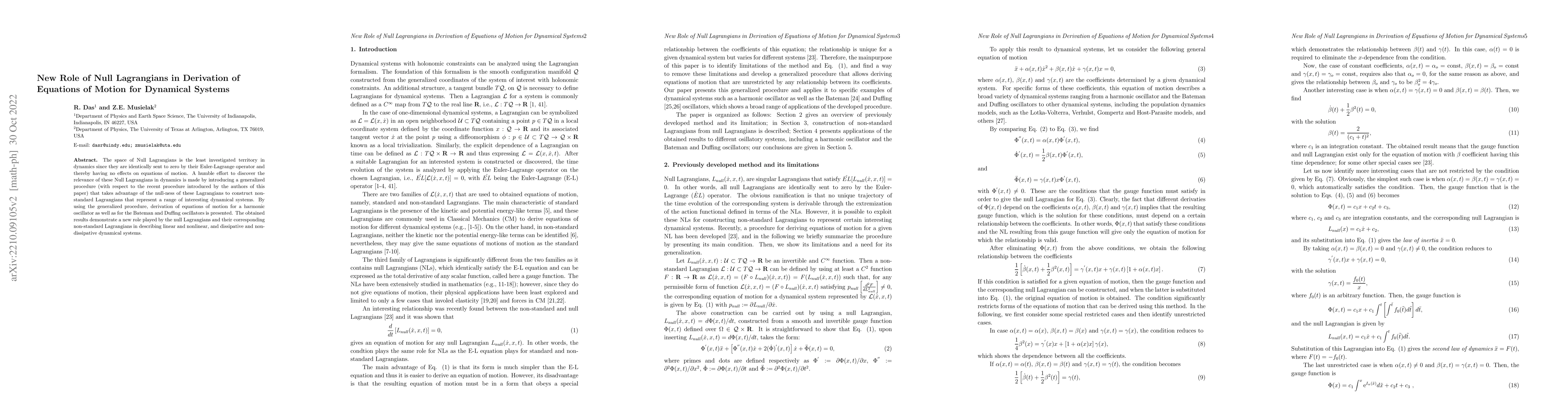 Thumbnail for New Role of Null Lagrangians in Derivation of Equations of Motion for
  Dynamical Systems