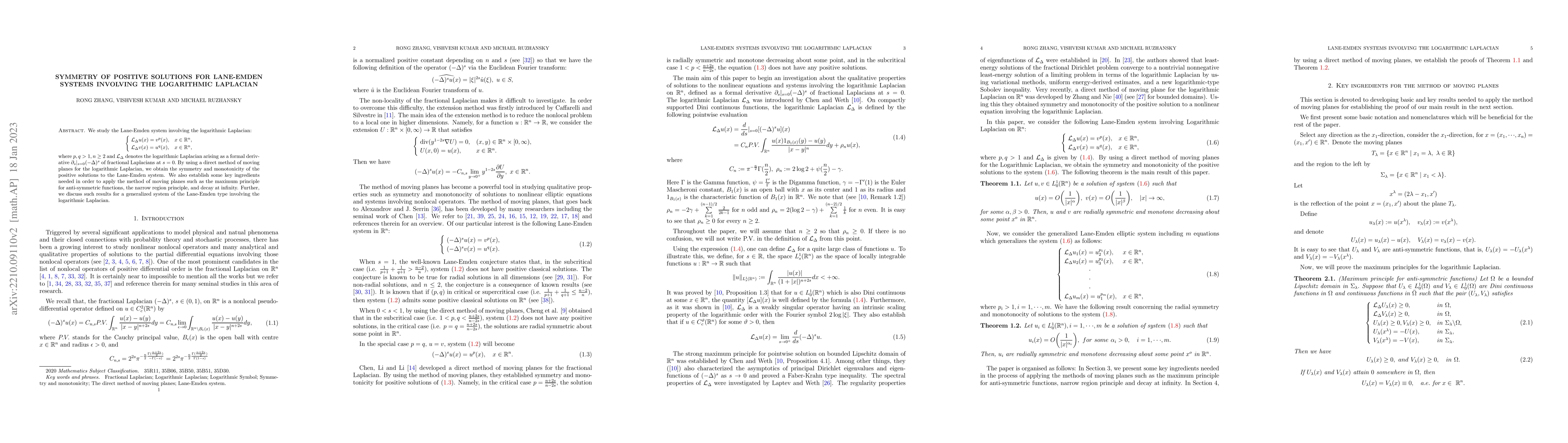 Thumbnail for Symmetry of positive solutions for Lane-Emden systems involving the
  Logarithmic Laplacian