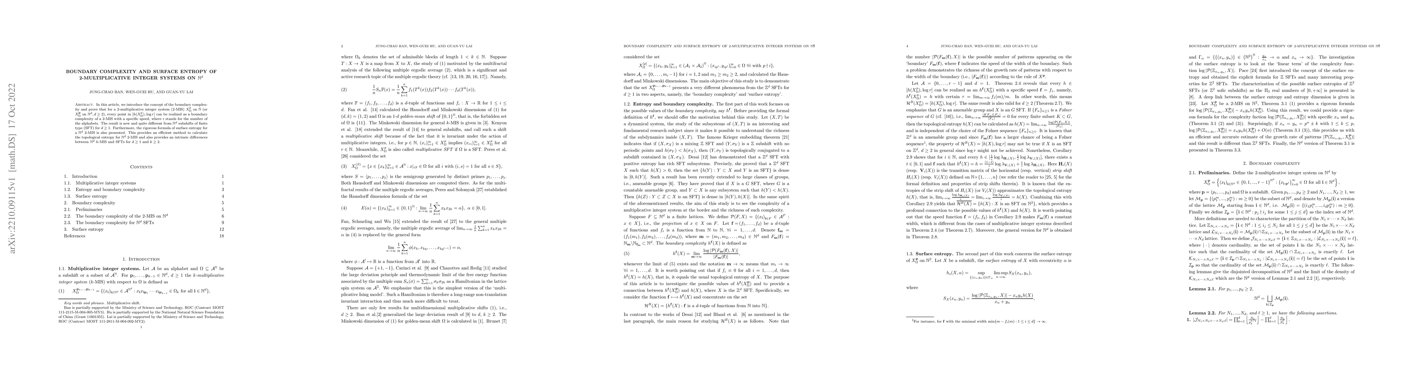 Thumbnail for Boundary complexity and surface entropy of 2-multiplicative integer
  systems on $\mathbb{N}^d$