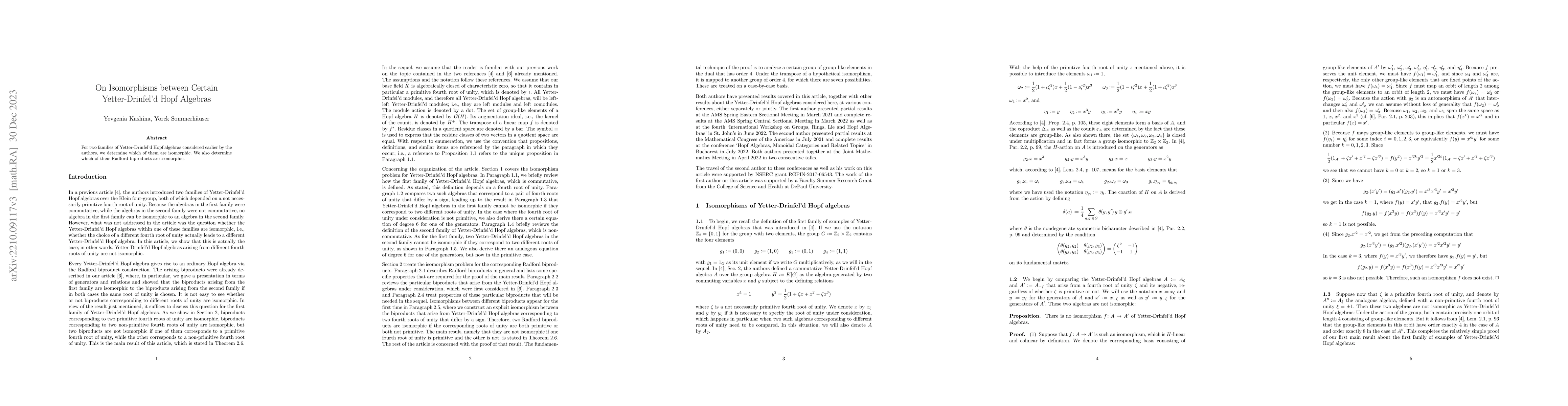 Thumbnail for On Isomorphisms between Certain Yetter-Drinfel'd Hopf Algebras