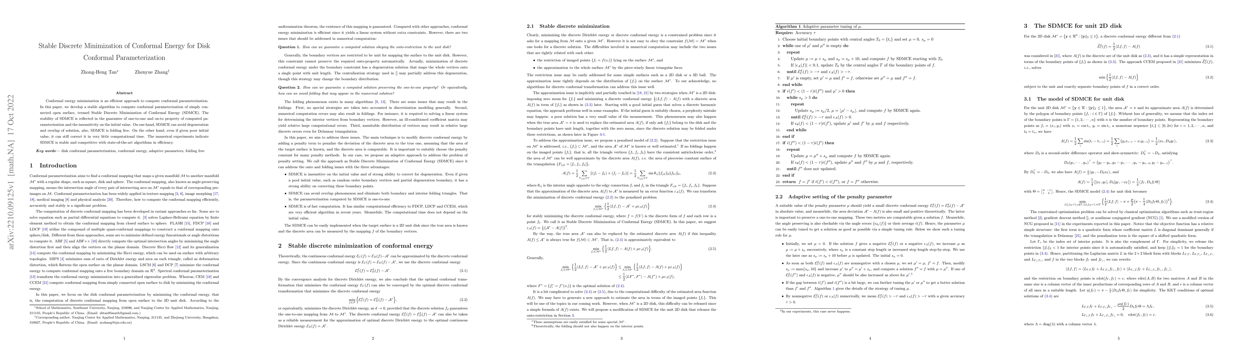Thumbnail for Stable Discrete Minimization of Conformal Energy for Disk Conformal
  Parameterization