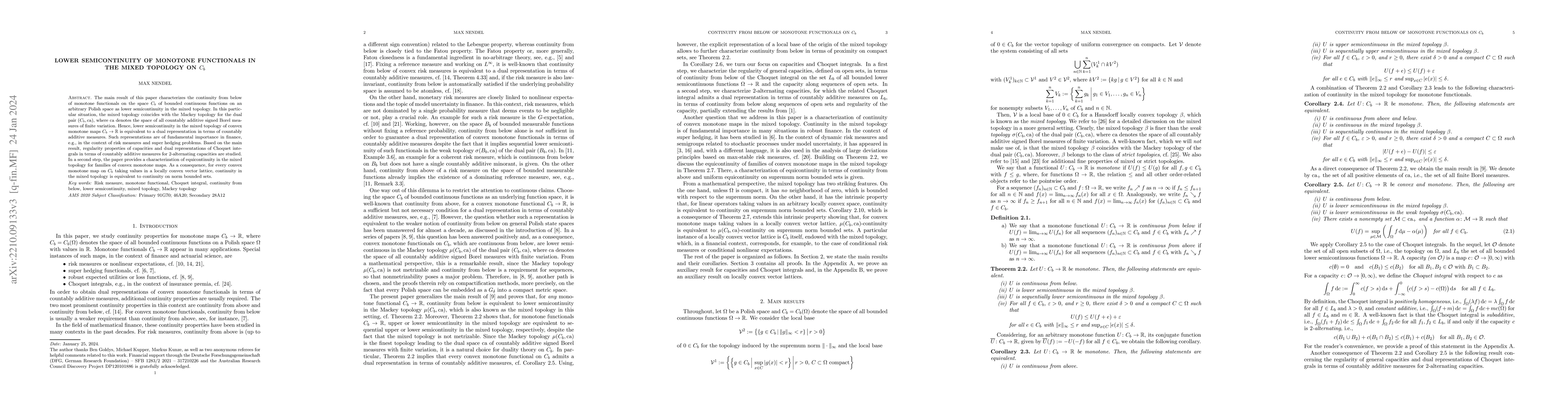 Thumbnail for Lower semicontinuity of monotone functionals in the mixed topology on
  $C_b$