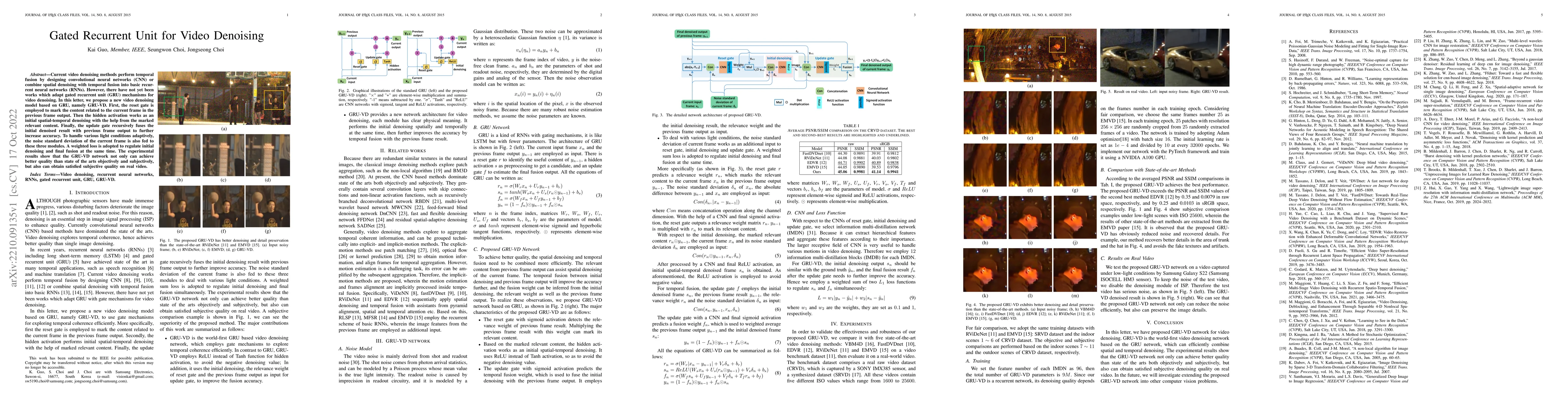 Thumbnail for Gated Recurrent Unit for Video Denoising