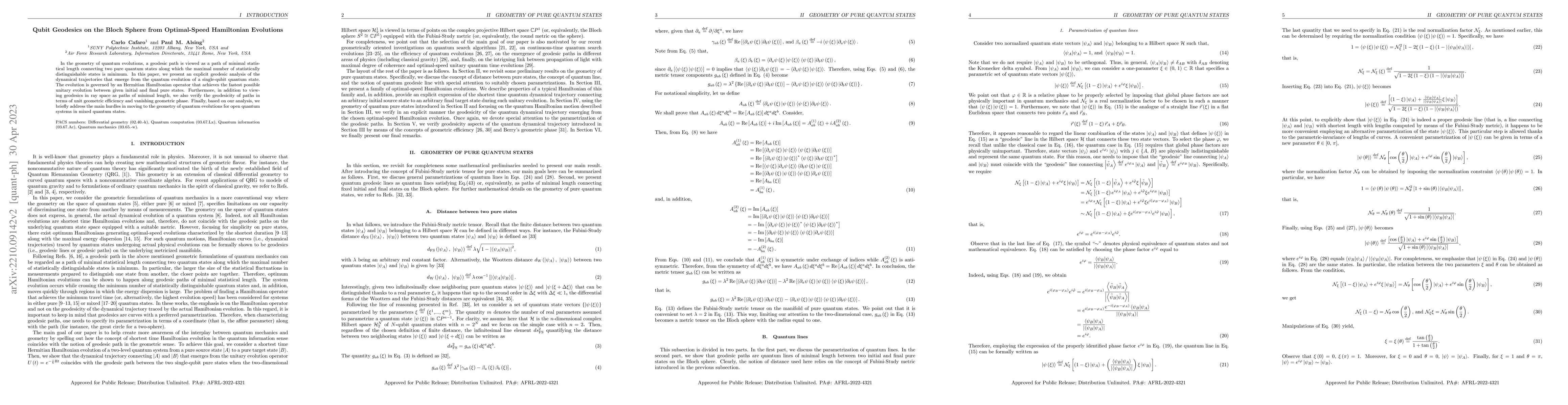 Thumbnail for Qubit Geodesics on the Bloch Sphere from Optimal-Speed Hamiltonian
  Evolutions