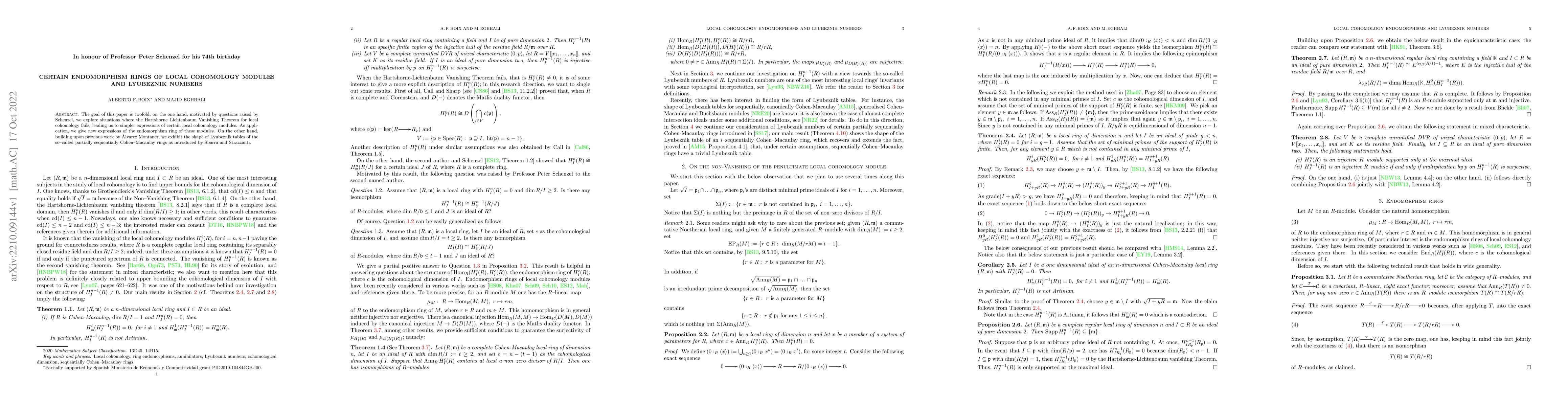 Thumbnail for Certain endomorphism rings of local cohomology modules and Lyubeznik
  numbers