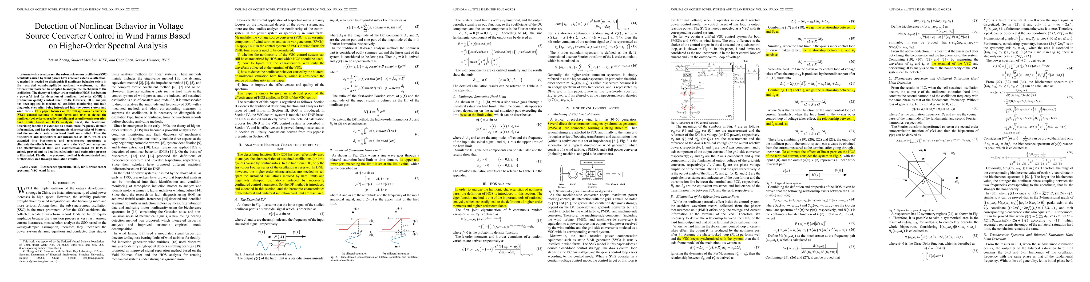 Thumbnail for Detection of Nonlinear Behavior in Voltage Source Converter Control in
  Wind Farms Based on Higher-Order Spectral Analysis