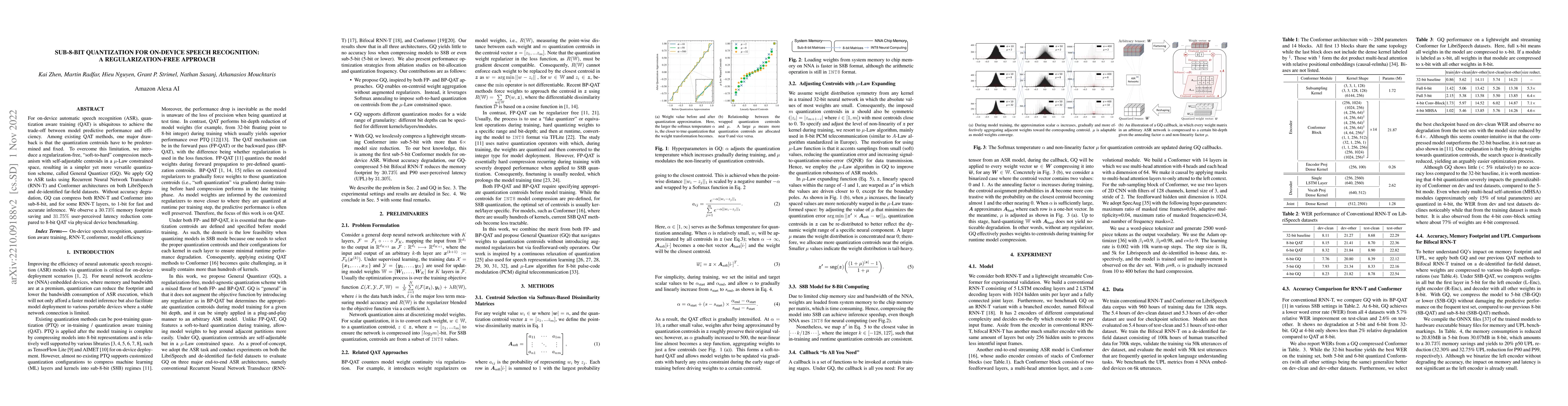 Thumbnail for Sub-8-bit quantization for on-device speech recognition: a
  regularization-free approach
