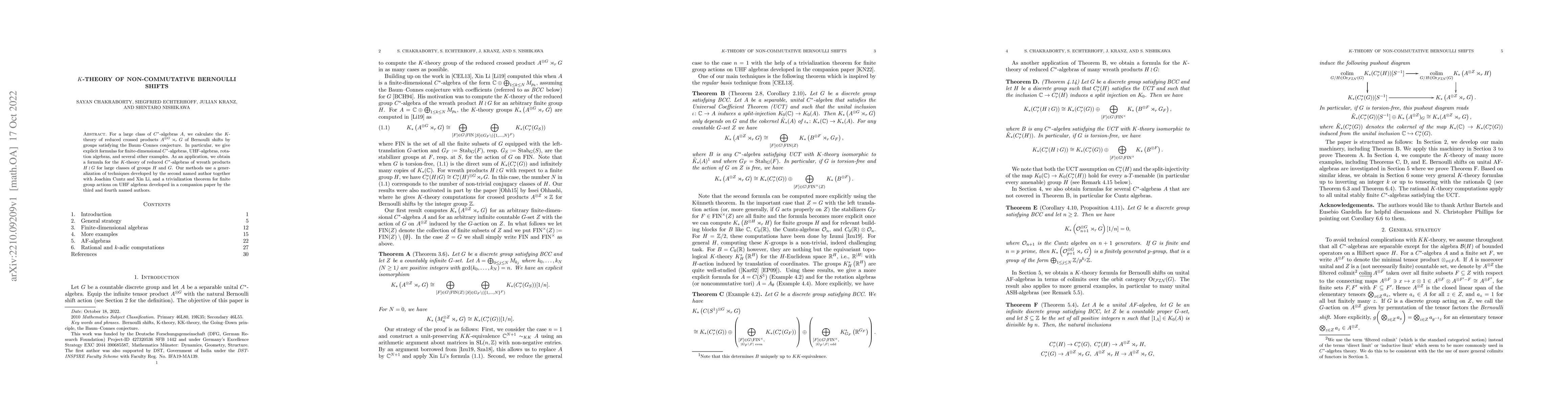 Thumbnail for $K$-theory of non-commutative Bernoulli Shifts