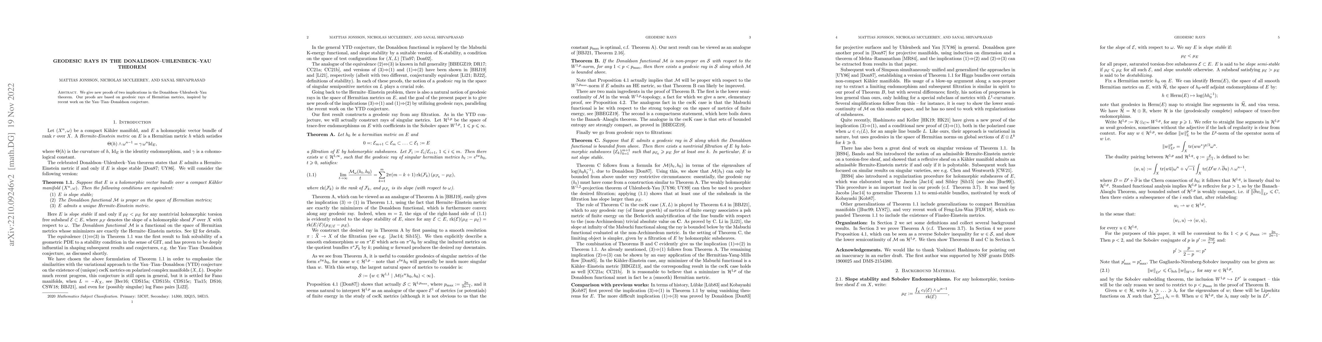 Thumbnail for Geodesic Rays in the Donaldson--Uhlenbeck--Yau Theorem