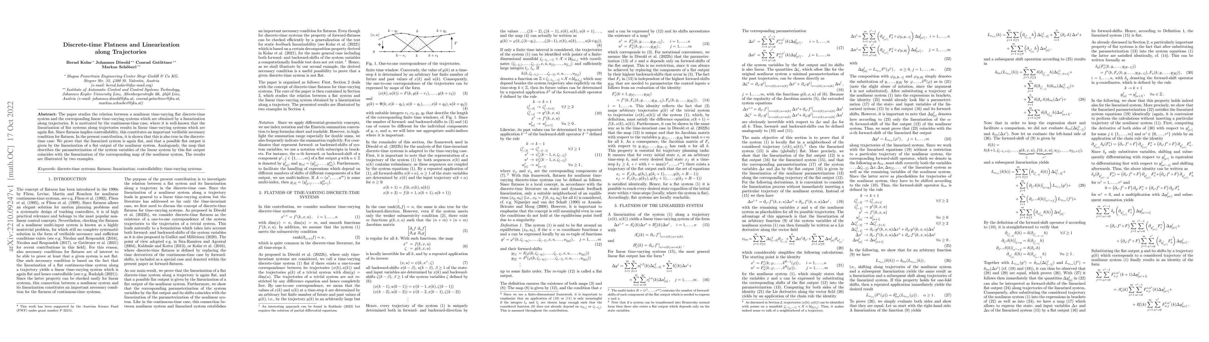 Thumbnail for Discrete-time Flatness and Linearization along Trajectories