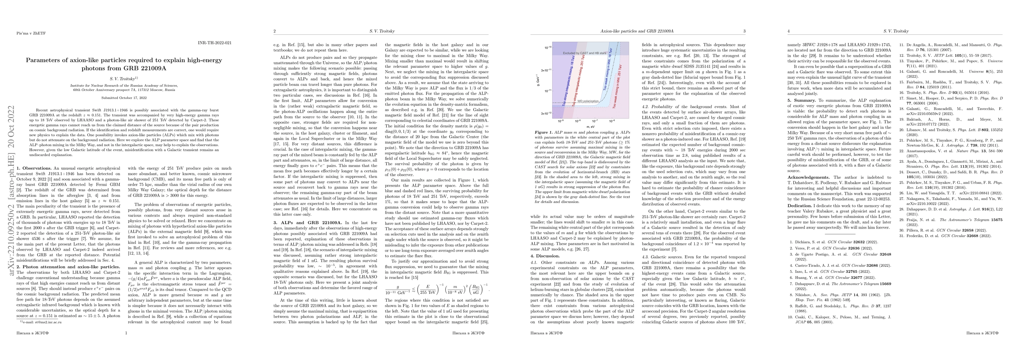 Thumbnail for Parameters of axion-like particles required to explain high-energy
  photons from GRB 221009A