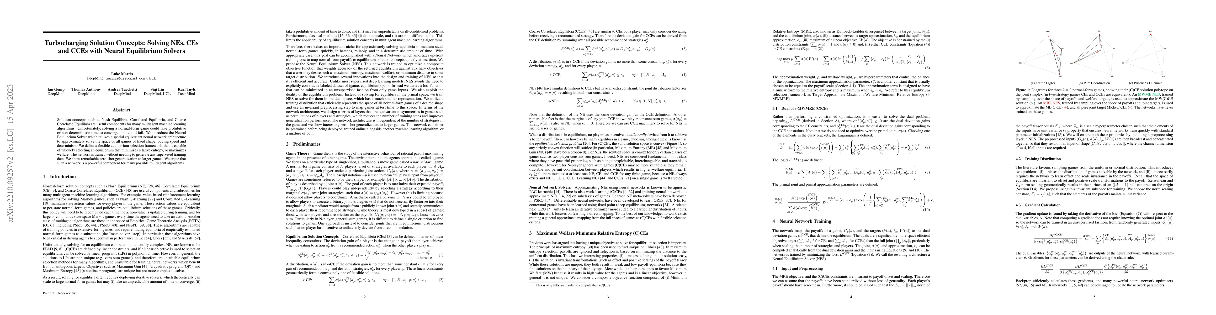 Thumbnail for Turbocharging Solution Concepts: Solving NEs, CEs and CCEs with Neural
  Equilibrium Solvers
