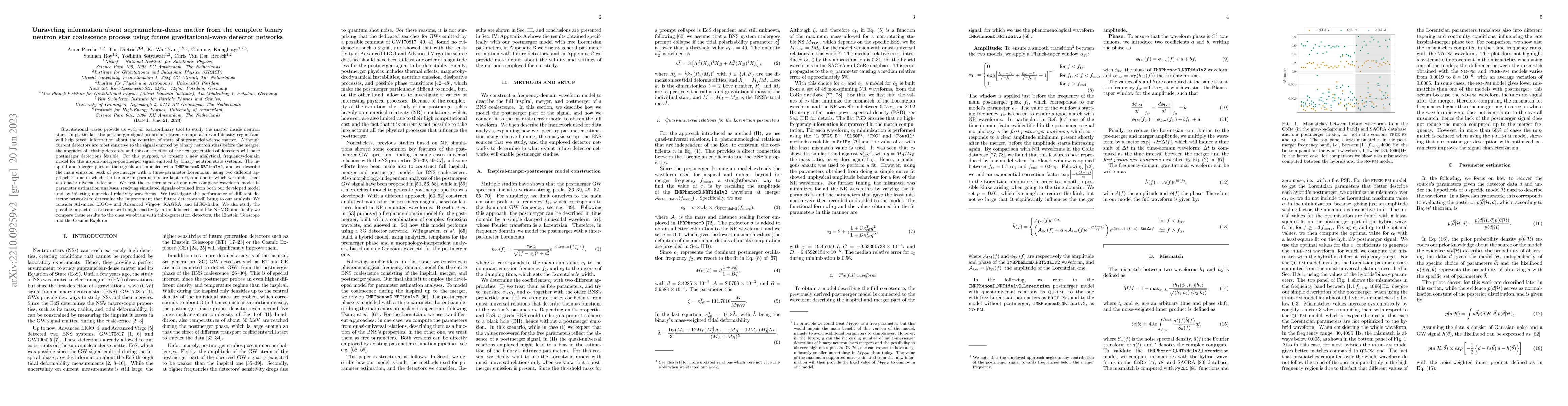 Thumbnail for Unraveling information about supranuclear-dense matter from the complete
  binary neutron star coalescence process using future gravitational-wave
  detector networks
