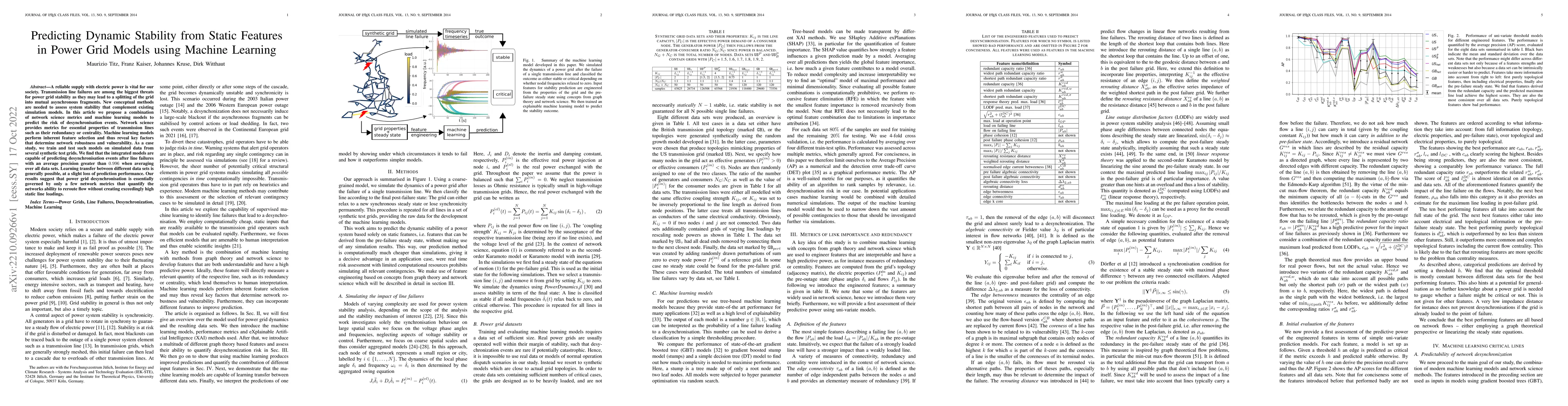Thumbnail for Predicting Dynamic Stability from Static Features in Power Grid Models
  using Machine Learning