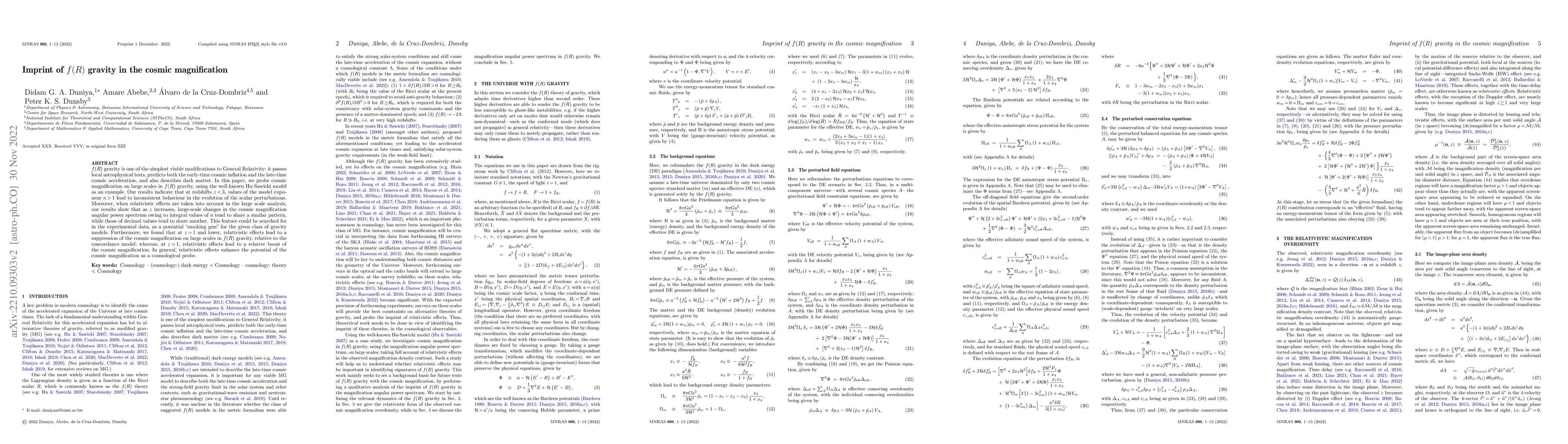 Thumbnail for Imprint of f(R) gravity in the cosmic magnification