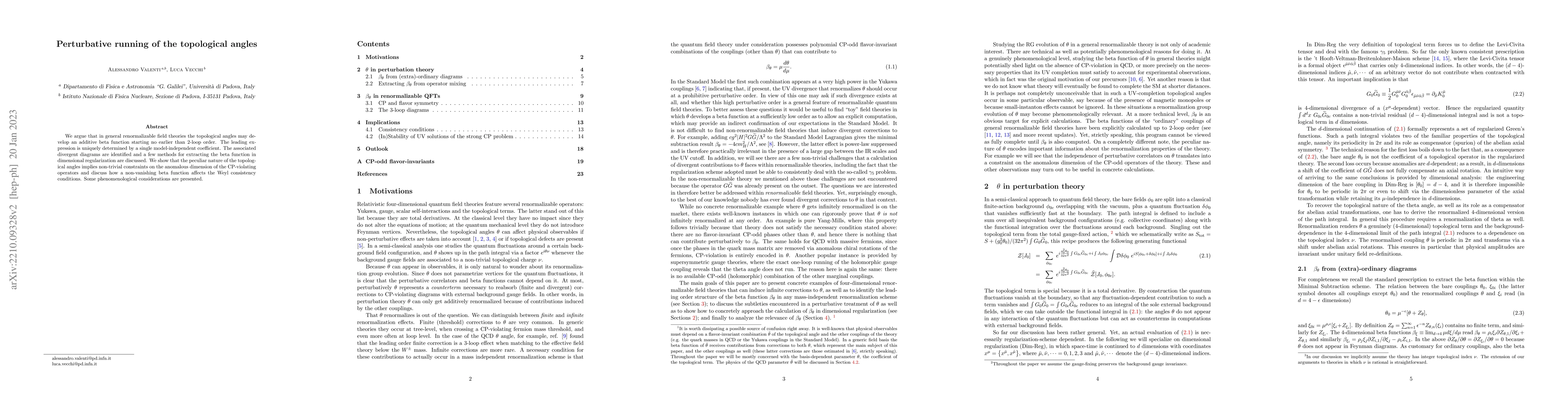 Thumbnail for Perturbative running of the topological angles