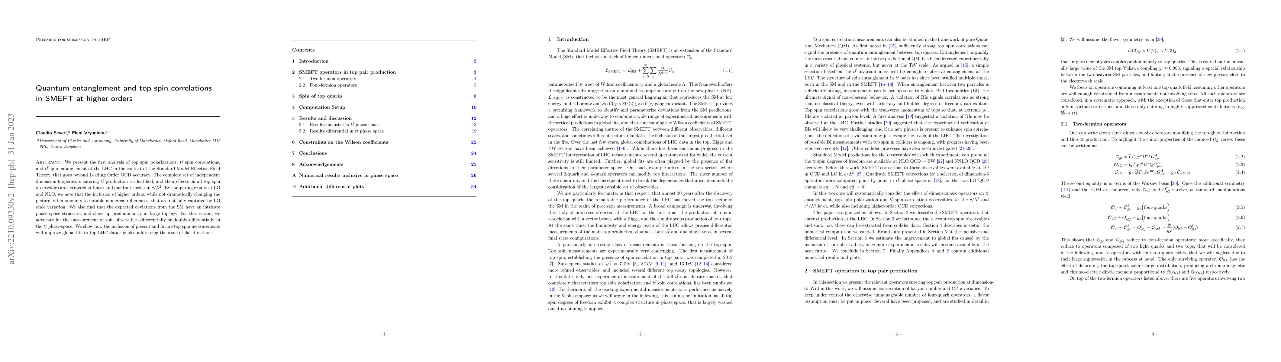 Thumbnail for Quantum entanglement and top spin correlations in SMEFT at higher orders