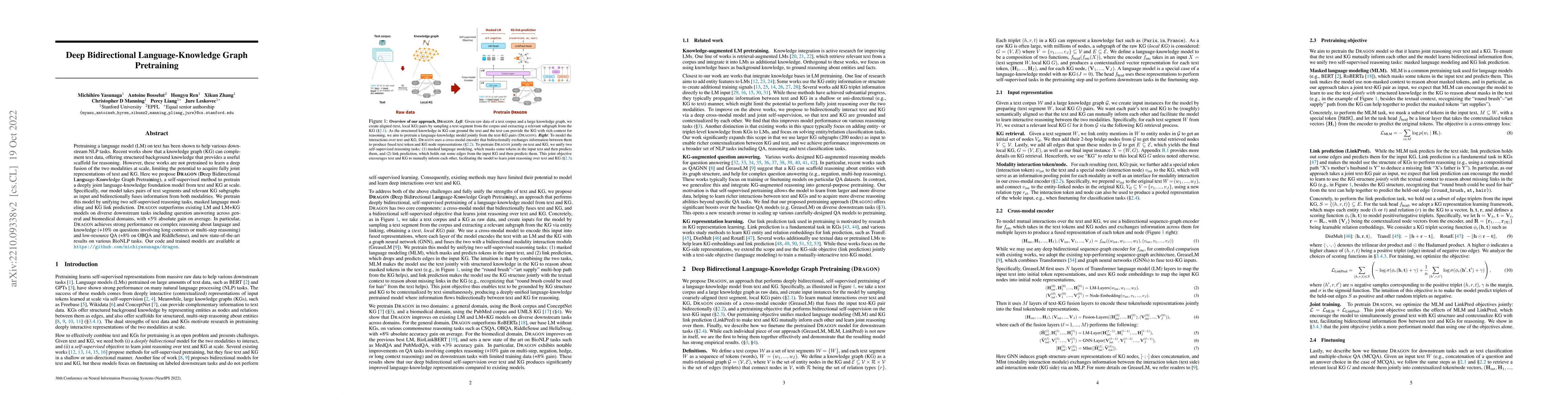 Thumbnail for Deep Bidirectional Language-Knowledge Graph Pretraining