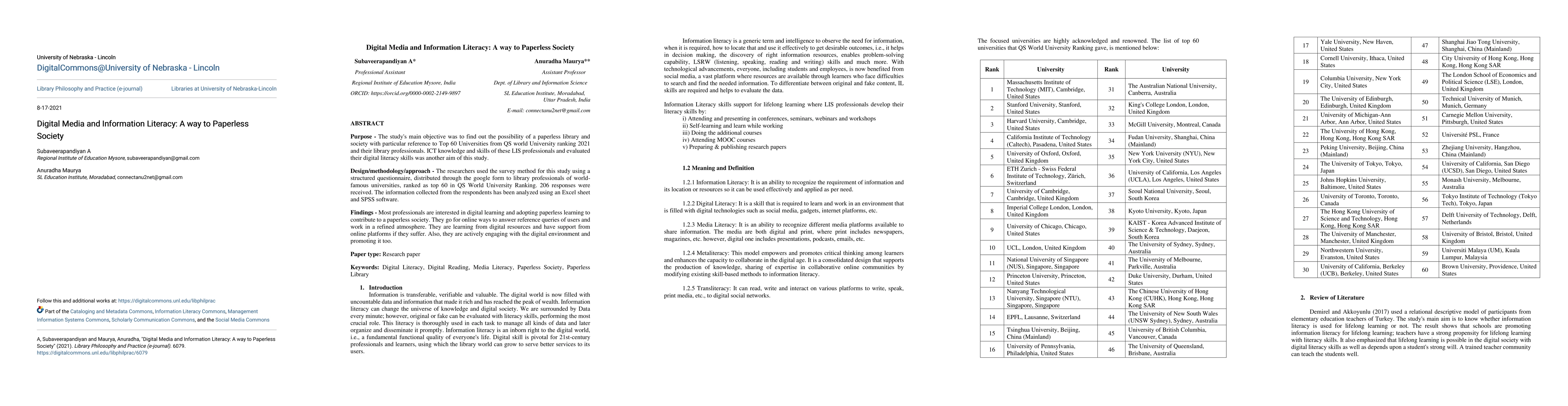 Thumbnail for Digital Media and Information Literacy: A way to Paperless Society