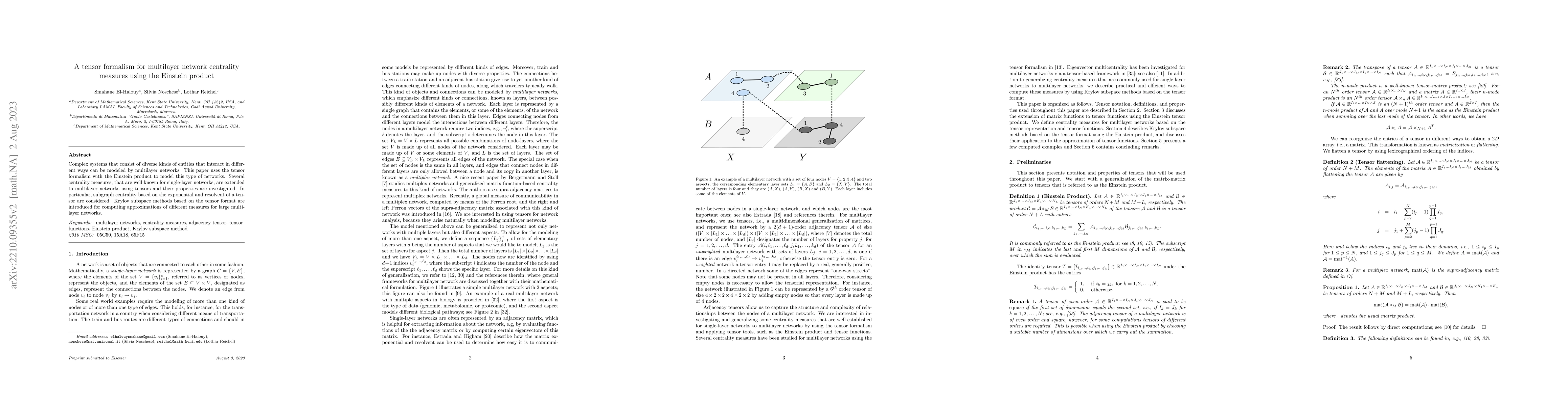 Thumbnail for A tensor formalism for multilayer network centrality measures using the
  Einstein product