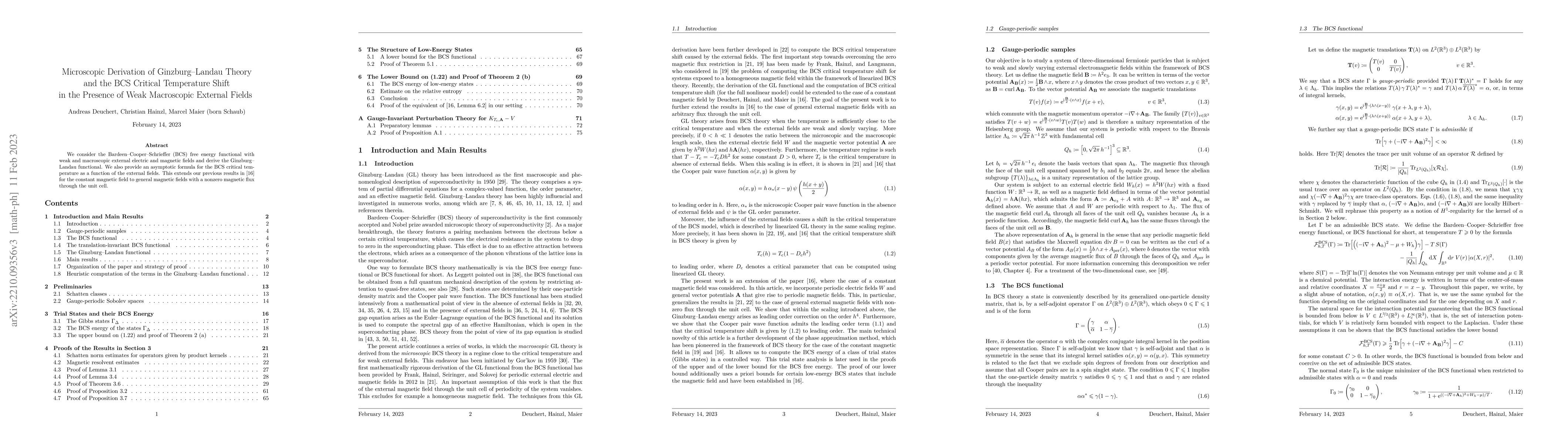 Thumbnail for Microscopic Derivation of Ginzburg-Landau Theory and the BCS Critical
  Temperature Shift in General External Fields
