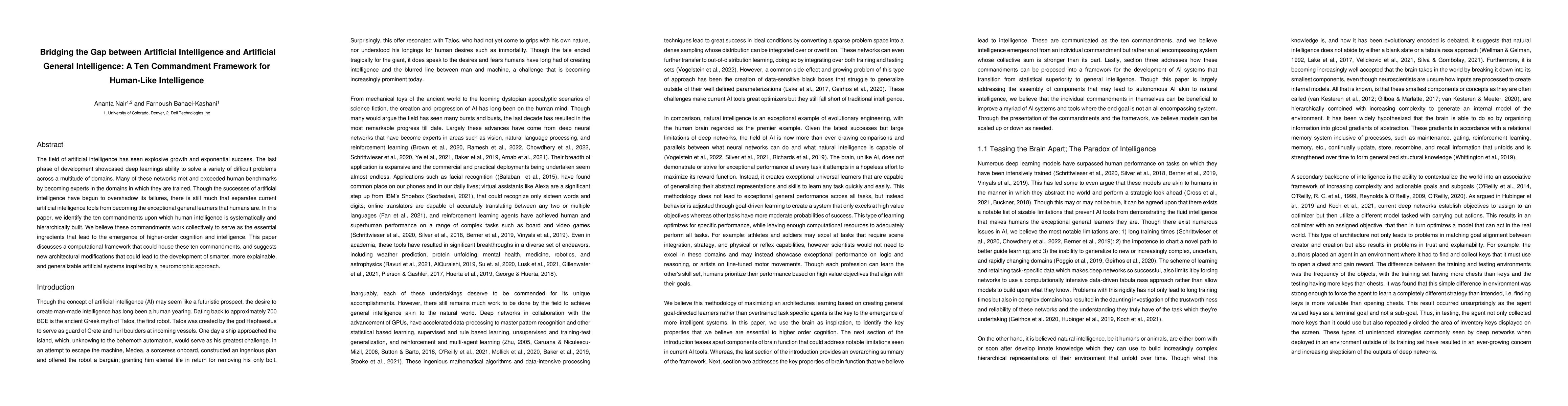 Thumbnail for Bridging the Gap between Artificial Intelligence and Artificial General
  Intelligence: A Ten Commandment Framework for Human-Like Intelligence