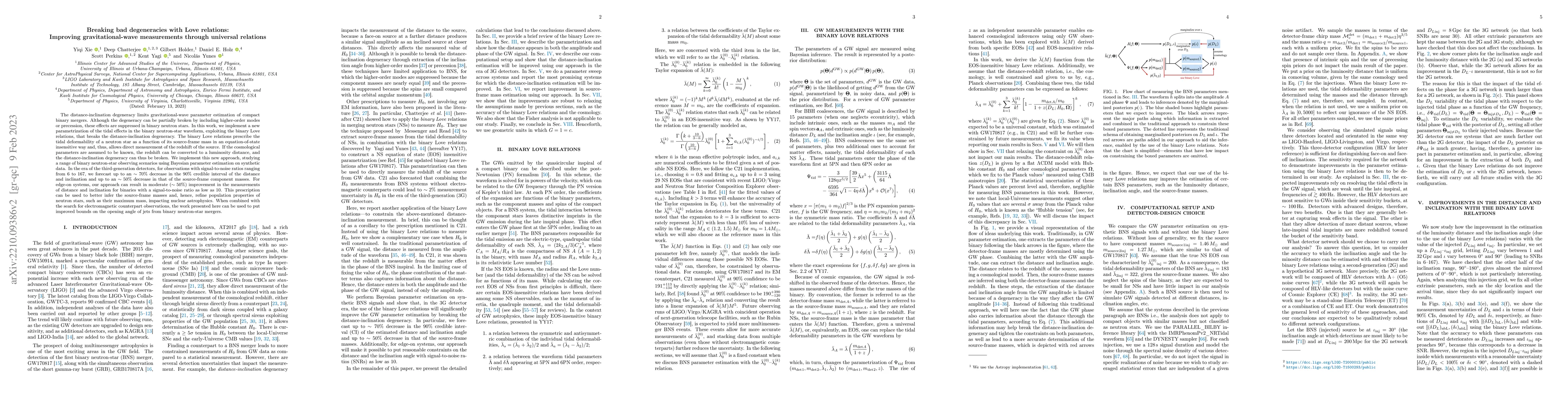 Thumbnail for Breaking bad degeneracies with Love relations: Improving
  gravitational-wave measurements through universal relations