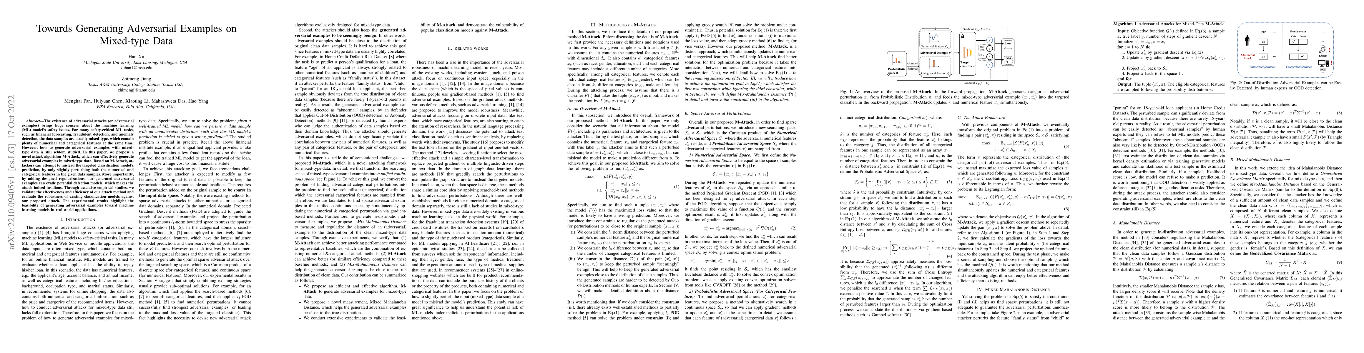 Thumbnail for Towards Generating Adversarial Examples on Mixed-type Data