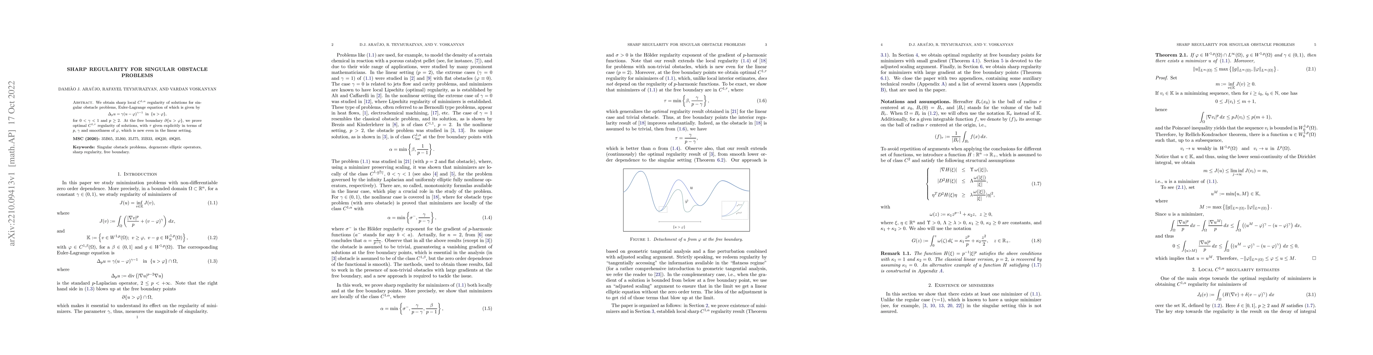 Thumbnail for Sharp regularity for singular obstacle problems