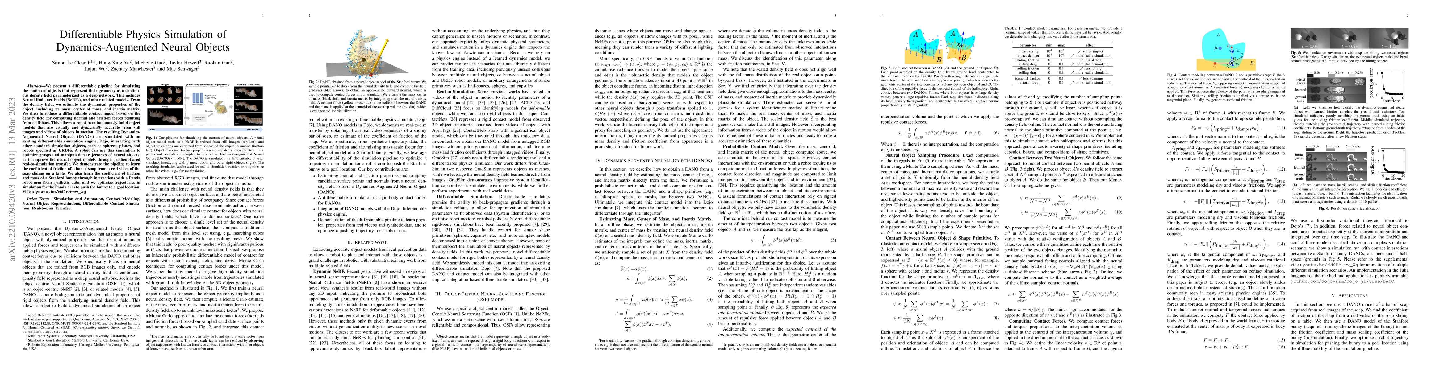 Thumbnail for Differentiable Physics Simulation of Dynamics-Augmented Neural Objects